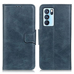 Funda de Cuero Cartera con Soporte Carcasa M09L para Oppo Reno6 Pro 5G India Azul