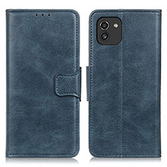 Funda de Cuero Cartera con Soporte Carcasa M09L para Samsung Galaxy A03 Azul