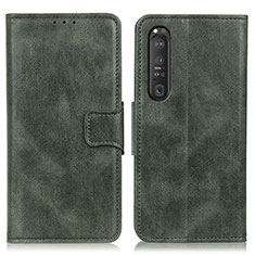 Funda de Cuero Cartera con Soporte Carcasa M09L para Sony Xperia 1 III Verde