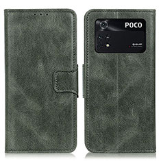 Funda de Cuero Cartera con Soporte Carcasa M09L para Xiaomi Poco M4 Pro 4G Verde