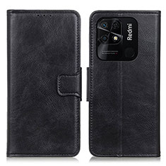 Funda de Cuero Cartera con Soporte Carcasa M09L para Xiaomi Redmi 10 India Negro