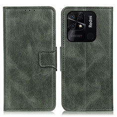 Funda de Cuero Cartera con Soporte Carcasa M09L para Xiaomi Redmi 10 India Verde