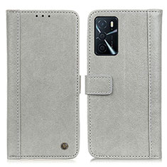 Funda de Cuero Cartera con Soporte Carcasa M10L para Oppo A16 Gris