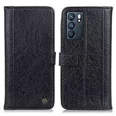 Funda de Cuero Cartera con Soporte Carcasa M10L para Oppo Reno6 5G Negro