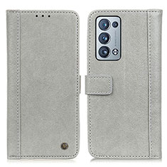 Funda de Cuero Cartera con Soporte Carcasa M10L para Oppo Reno6 Pro+ Plus 5G Gris