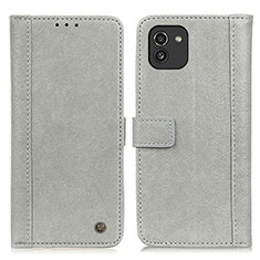 Funda de Cuero Cartera con Soporte Carcasa M10L para Samsung Galaxy A03 Gris