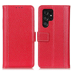 Funda de Cuero Cartera con Soporte Carcasa M10L para Samsung Galaxy S21 Ultra 5G Rojo