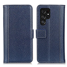 Funda de Cuero Cartera con Soporte Carcasa M10L para Samsung Galaxy S23 Ultra 5G Azul