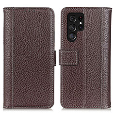 Funda de Cuero Cartera con Soporte Carcasa M10L para Samsung Galaxy S23 Ultra 5G Marron