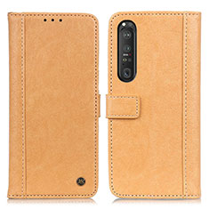 Funda de Cuero Cartera con Soporte Carcasa M10L para Sony Xperia 1 III Caqui