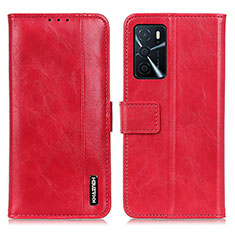 Funda de Cuero Cartera con Soporte Carcasa M11L para Oppo A16s Rojo