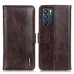 Funda de Cuero Cartera con Soporte Carcasa M11L para Oppo Reno6 5G Marron