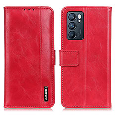 Funda de Cuero Cartera con Soporte Carcasa M11L para Oppo Reno6 5G Rojo