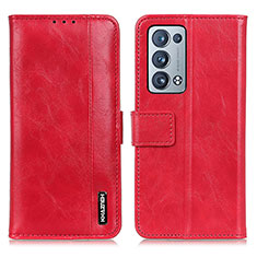 Funda de Cuero Cartera con Soporte Carcasa M11L para Oppo Reno6 Pro+ Plus 5G Rojo