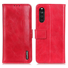 Funda de Cuero Cartera con Soporte Carcasa M11L para Sony Xperia 10 III SOG04 Rojo