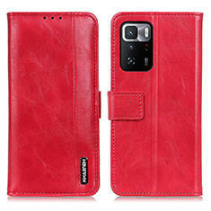 Funda de Cuero Cartera con Soporte Carcasa M11L para Xiaomi Redmi Note 10 Pro 5G Rojo