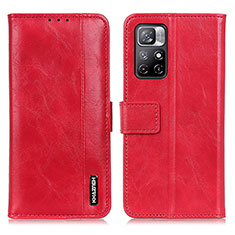 Funda de Cuero Cartera con Soporte Carcasa M11L para Xiaomi Redmi Note 11 5G Rojo