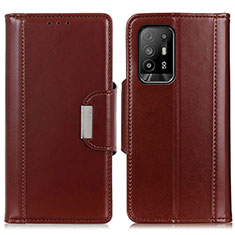 Funda de Cuero Cartera con Soporte Carcasa M13L para Oppo A94 5G Marron