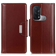 Funda de Cuero Cartera con Soporte Carcasa M13L para Oppo Reno5 A Marron