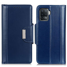 Funda de Cuero Cartera con Soporte Carcasa M13L para Oppo Reno5 F Azul