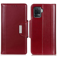 Funda de Cuero Cartera con Soporte Carcasa M13L para Oppo Reno5 Lite Rojo