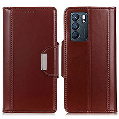 Funda de Cuero Cartera con Soporte Carcasa M13L para Oppo Reno6 5G Marron