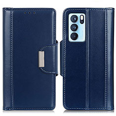 Funda de Cuero Cartera con Soporte Carcasa M13L para Oppo Reno6 Pro 5G India Azul