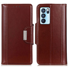 Funda de Cuero Cartera con Soporte Carcasa M13L para Oppo Reno6 Pro 5G India Marron