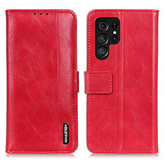 Funda de Cuero Cartera con Soporte Carcasa M13L para Samsung Galaxy S21 Ultra 5G Rojo