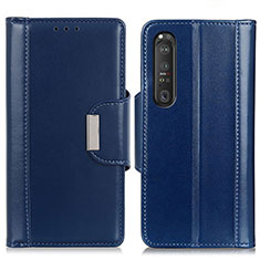 Funda de Cuero Cartera con Soporte Carcasa M13L para Sony Xperia 1 III Azul