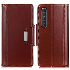 Funda de Cuero Cartera con Soporte Carcasa M13L para Sony Xperia 1 III Marron