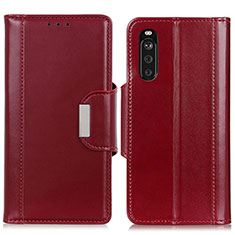 Funda de Cuero Cartera con Soporte Carcasa M13L para Sony Xperia 10 III Lite Rojo