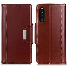 Funda de Cuero Cartera con Soporte Carcasa M13L para Sony Xperia 10 III SO-52B Marron