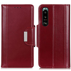 Funda de Cuero Cartera con Soporte Carcasa M13L para Sony Xperia 5 III Rojo