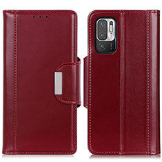 Funda de Cuero Cartera con Soporte Carcasa M13L para Xiaomi Redmi Note 10 5G Rojo