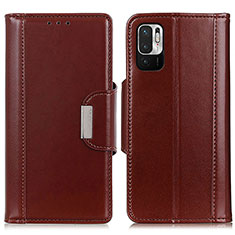 Funda de Cuero Cartera con Soporte Carcasa M13L para Xiaomi Redmi Note 10 JE 5G Marron