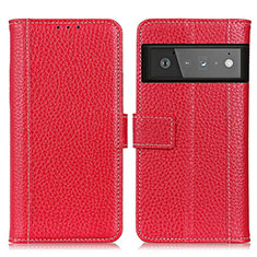 Funda de Cuero Cartera con Soporte Carcasa M14L para Google Pixel 6 Pro 5G Rojo