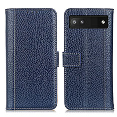 Funda de Cuero Cartera con Soporte Carcasa M14L para Google Pixel 6a 5G Azul