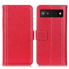 Funda de Cuero Cartera con Soporte Carcasa M14L para Google Pixel 6a 5G Rojo