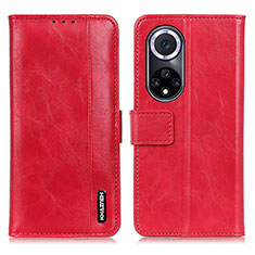 Funda de Cuero Cartera con Soporte Carcasa M14L para Huawei Honor 50 5G Rojo