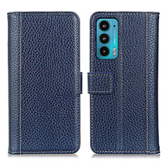 Funda de Cuero Cartera con Soporte Carcasa M14L para Motorola Moto Edge 20 5G Azul