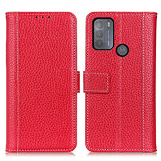 Funda de Cuero Cartera con Soporte Carcasa M14L para Motorola Moto G50 Rojo