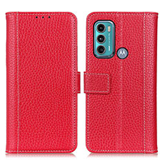 Funda de Cuero Cartera con Soporte Carcasa M14L para Motorola Moto G60 Rojo