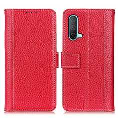 Funda de Cuero Cartera con Soporte Carcasa M14L para OnePlus Nord CE 5G Rojo