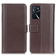 Funda de Cuero Cartera con Soporte Carcasa M14L para Oppo A16s Marron