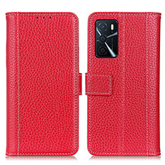 Funda de Cuero Cartera con Soporte Carcasa M14L para Oppo A16s Rojo