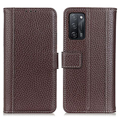 Funda de Cuero Cartera con Soporte Carcasa M14L para Oppo A53s 5G Marron