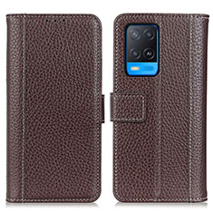 Funda de Cuero Cartera con Soporte Carcasa M14L para Oppo A54 4G Marron