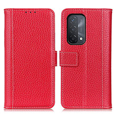 Funda de Cuero Cartera con Soporte Carcasa M14L para Oppo A74 5G Rojo