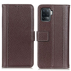 Funda de Cuero Cartera con Soporte Carcasa M14L para Oppo A94 4G Marron